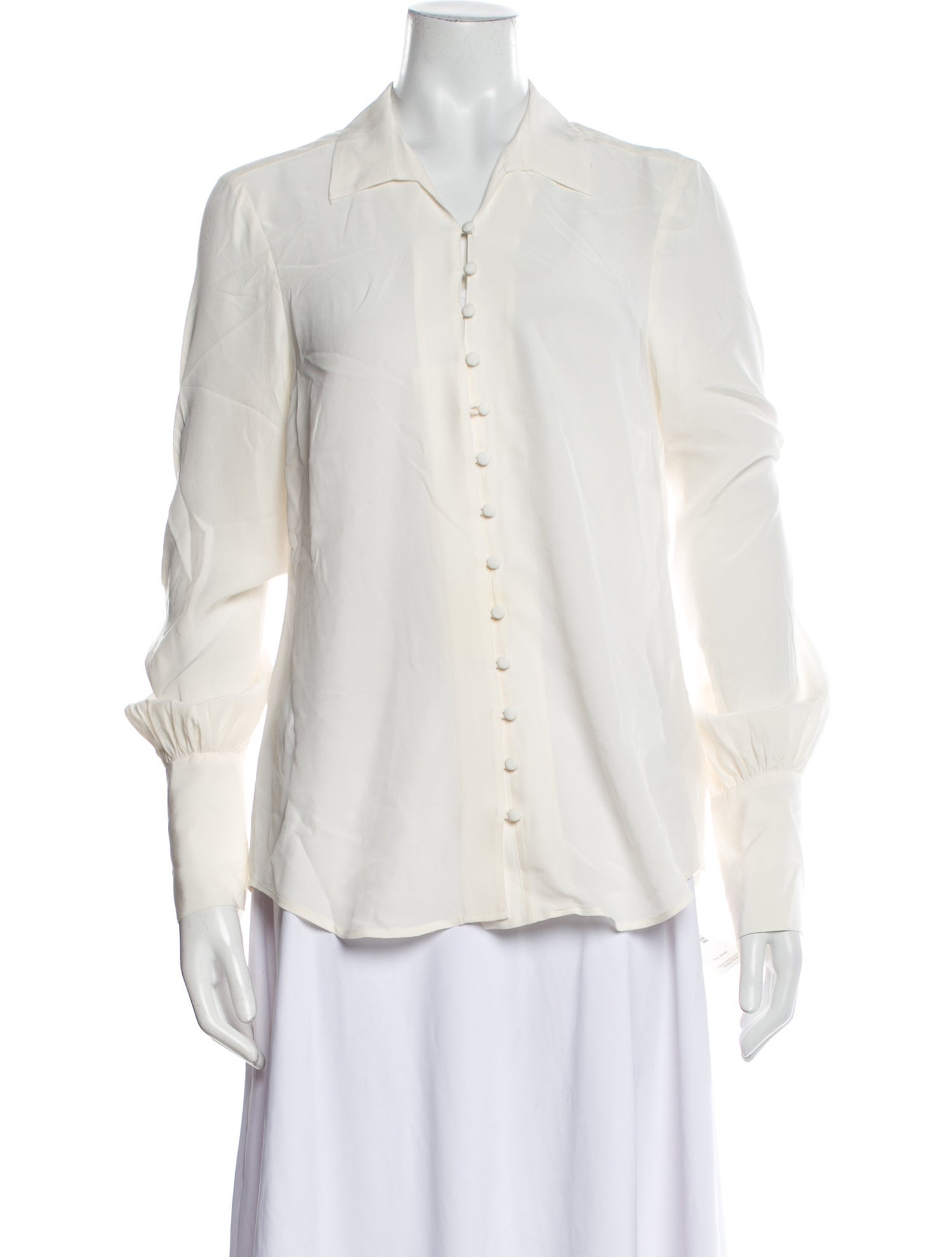 L'Agence Silk Three-Quarter Sleeve Button-Up Top