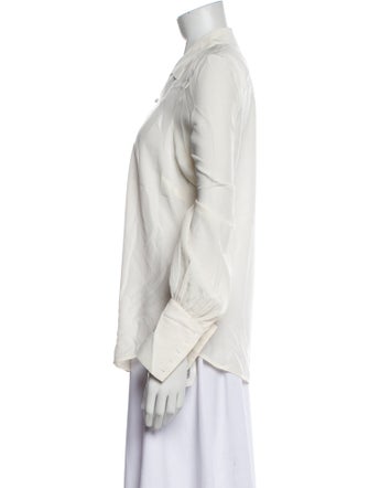 L'Agence Silk Three-Quarter Sleeve Button-Up Top