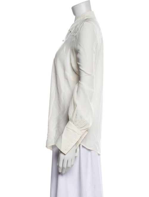 L'Agence Silk Three-Quarter Sleeve Button-Up Top