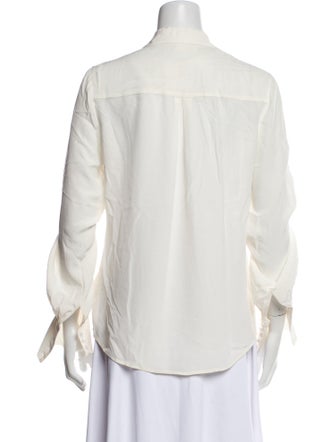 L'Agence Silk Three-Quarter Sleeve Button-Up Top