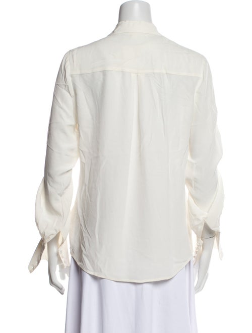 L'Agence Silk Three-Quarter Sleeve Button-Up Top
