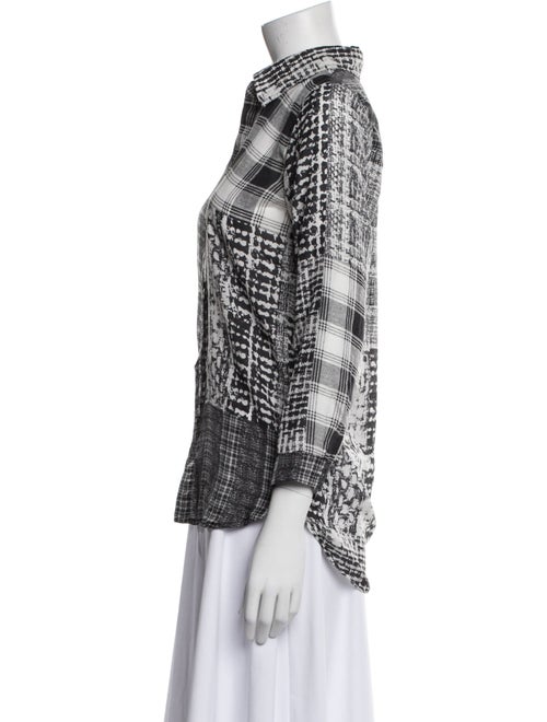 L'Agence Printed Three-Quarter Sleeve Button-Up Top