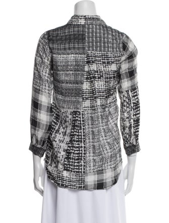 L'Agence Printed Three-Quarter Sleeve Button-Up Top