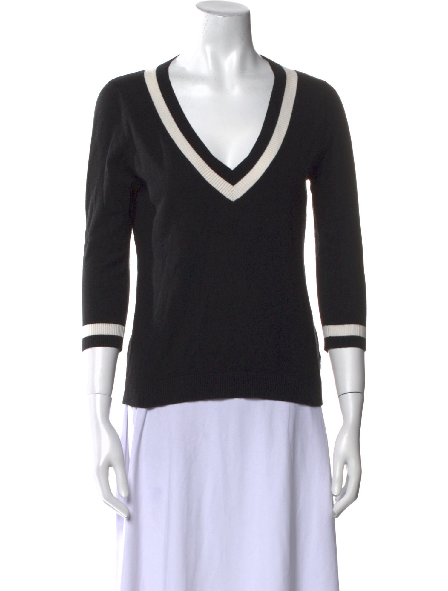 L'Agence V-Neck Three-Quarter Sleeve Top