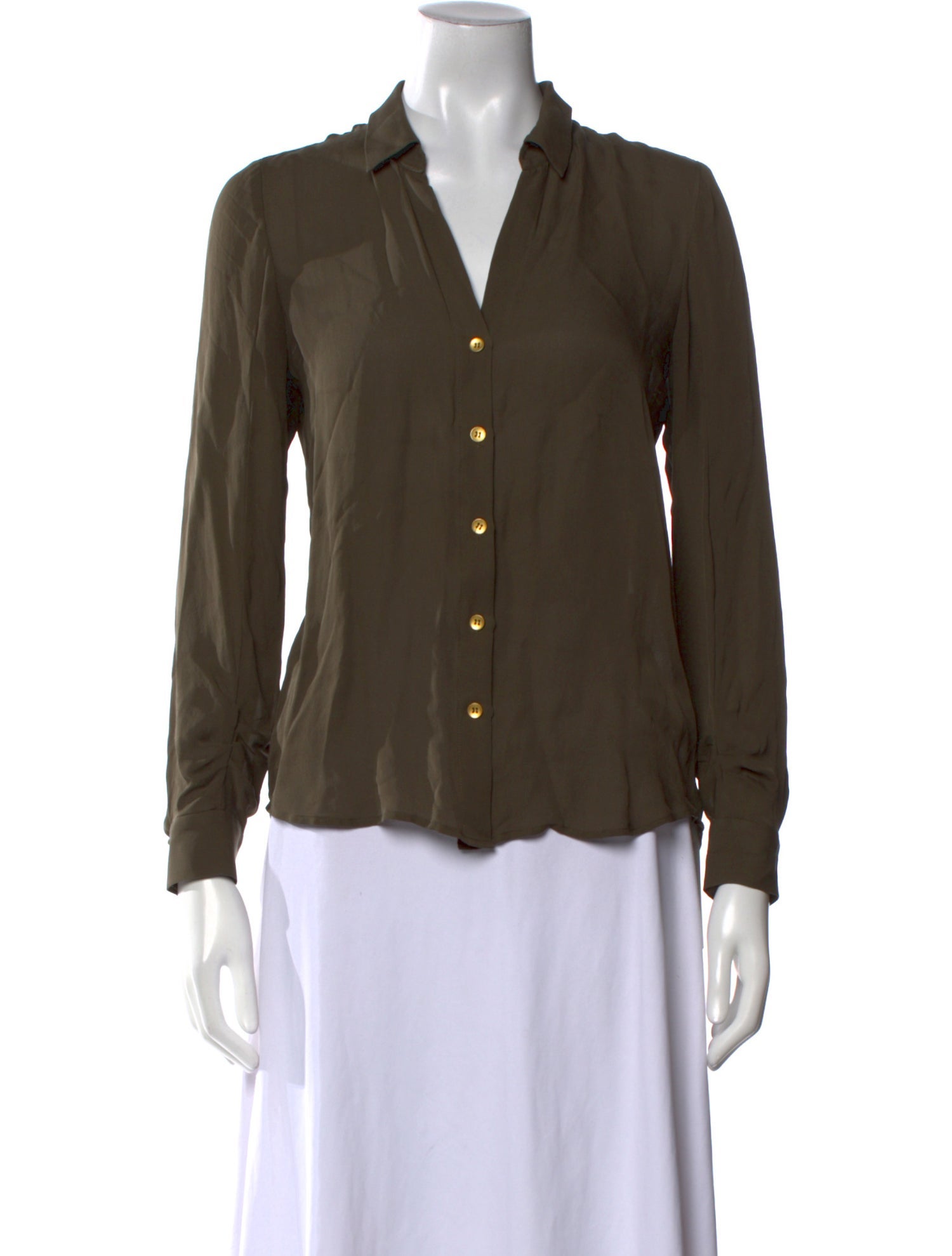 L'Agence Silk Long Sleeve Button-Up Top