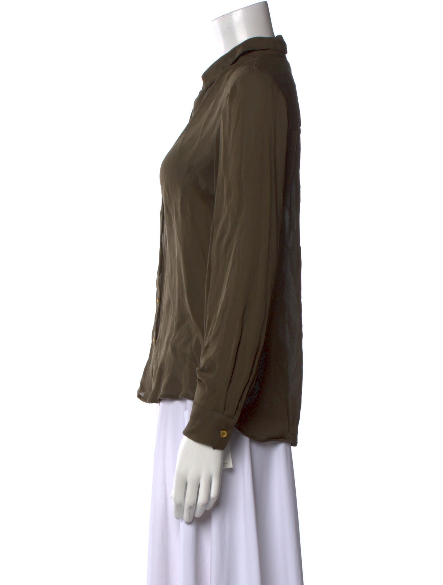 L'Agence Silk Long Sleeve Button-Up Top