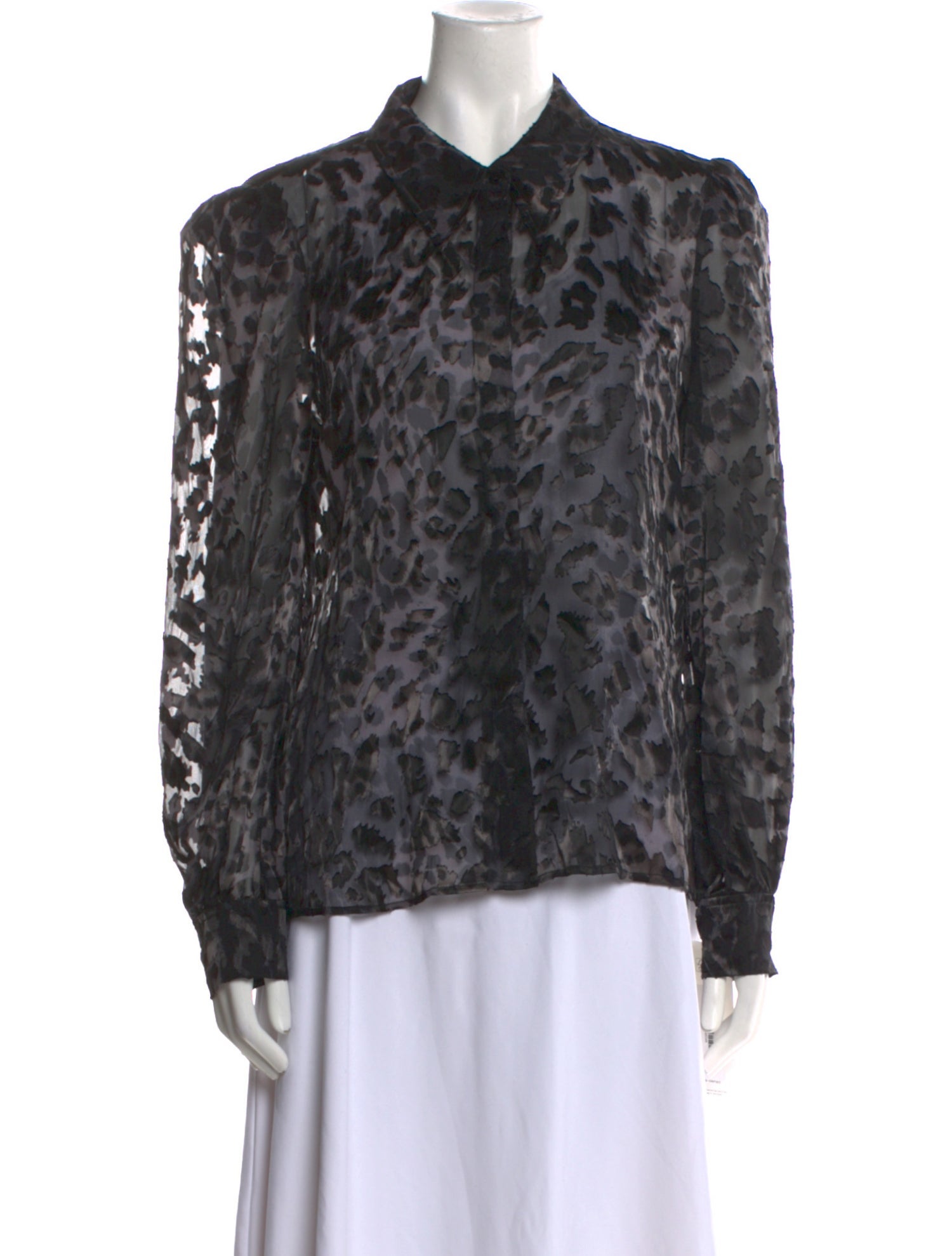 L'Agence Animal Print Long Sleeve Button-Up Top