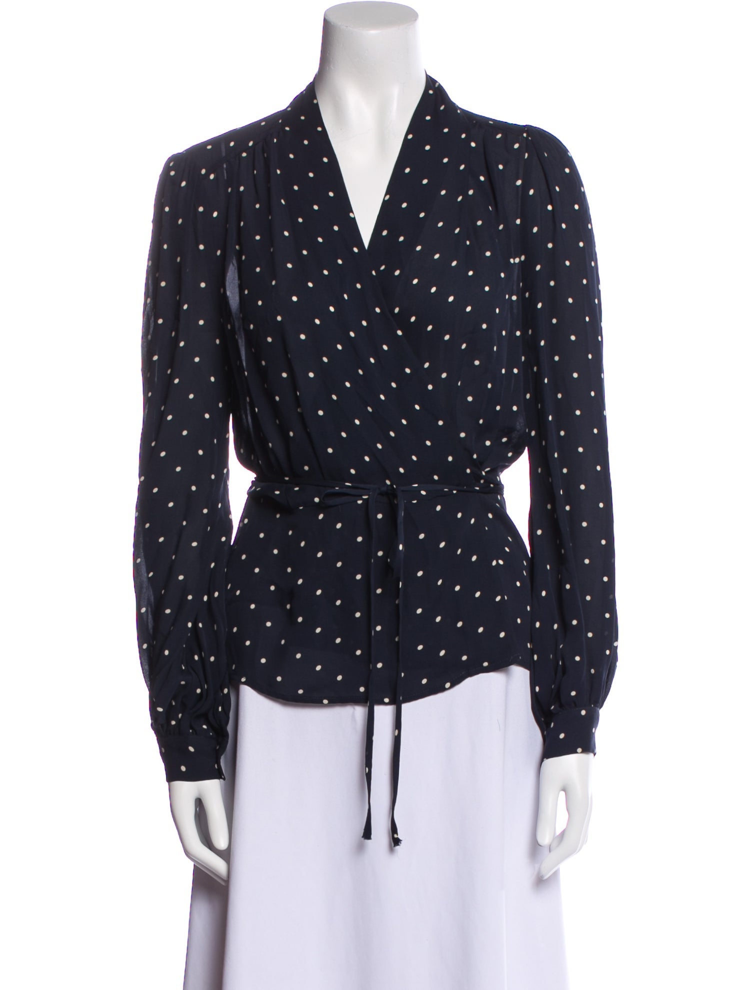 L'Agence Silk Polka Dot Print Button-Up Top