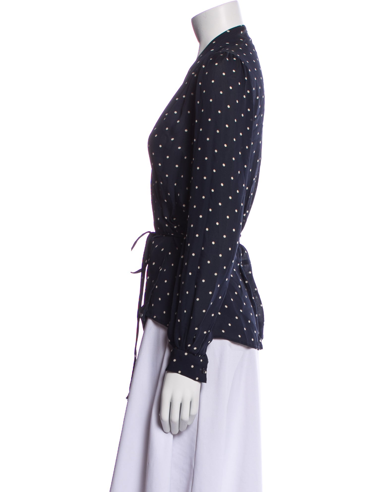 L'Agence Silk Polka Dot Print Button-Up Top