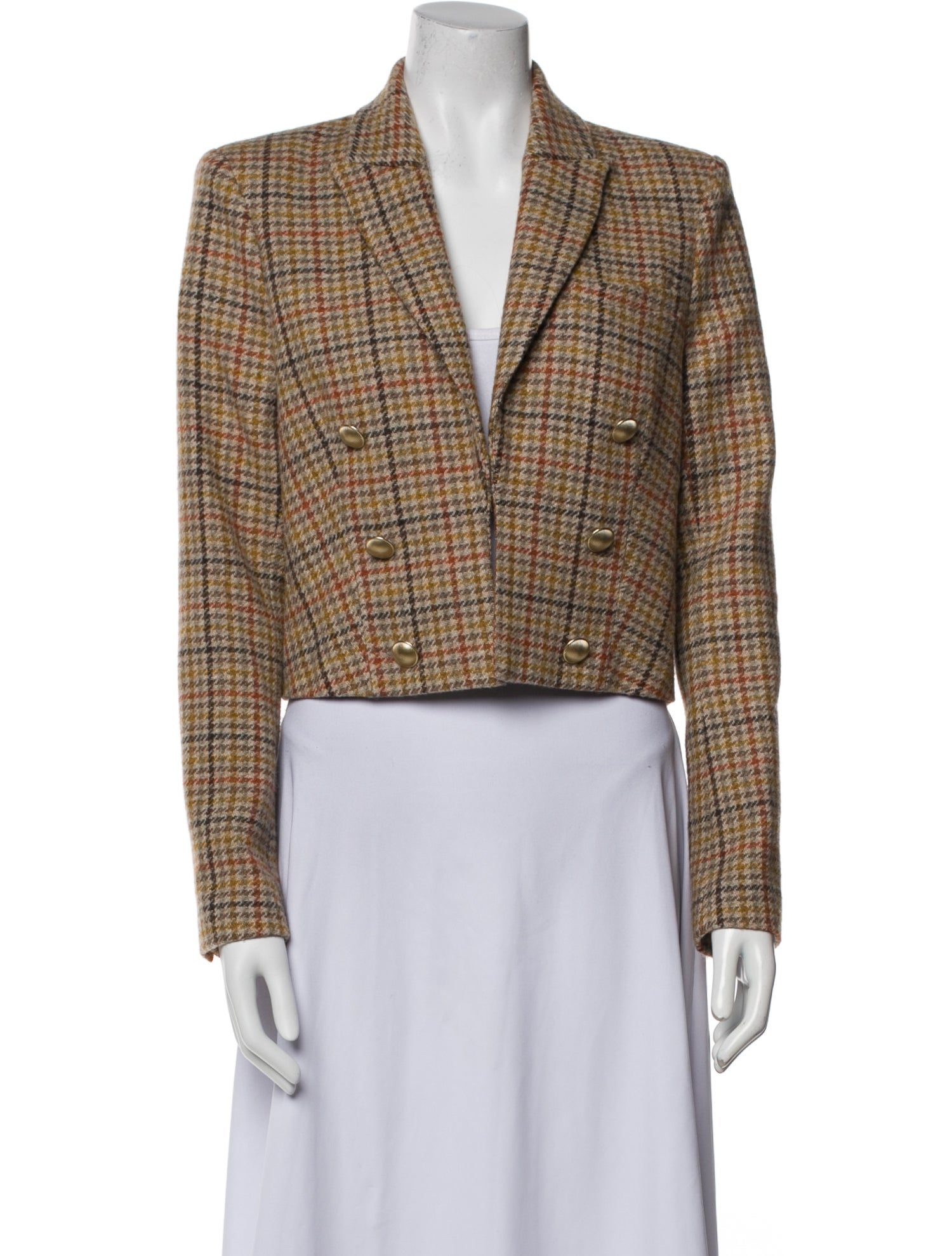 L'Agence Wool Plaid Print Blazer