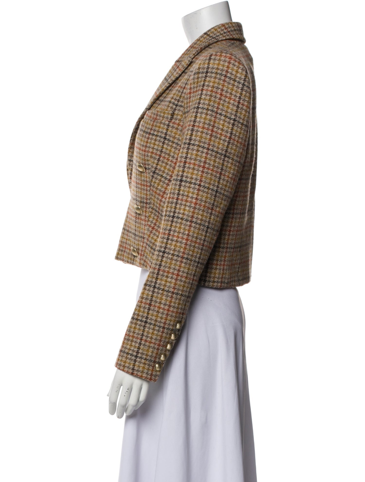 L'Agence Wool Plaid Print Blazer