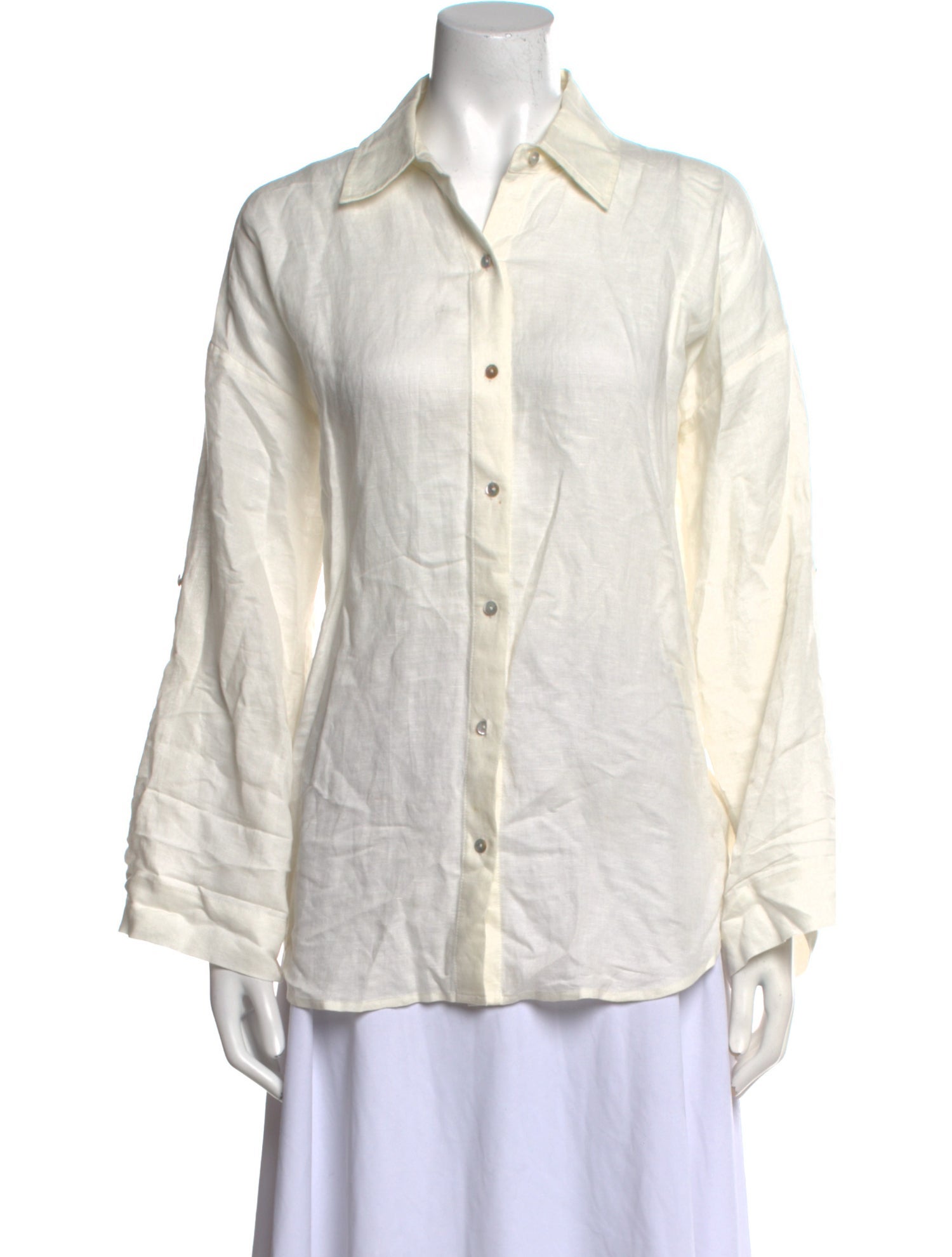 L'Agence Linen Long Sleeve Button-Up Top