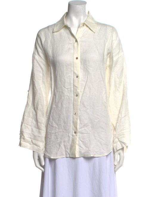 L'Agence Linen Long Sleeve Button-Up Top