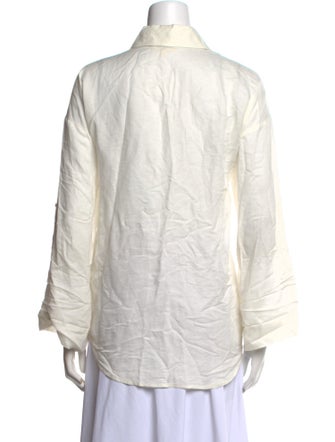L'Agence Linen Long Sleeve Button-Up Top
