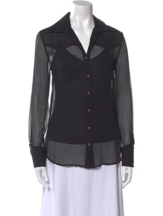 L'Agence Silk Long Sleeve Button-Up Top