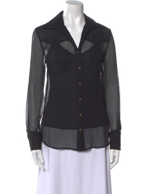 L'Agence Silk Long Sleeve Button-Up Top