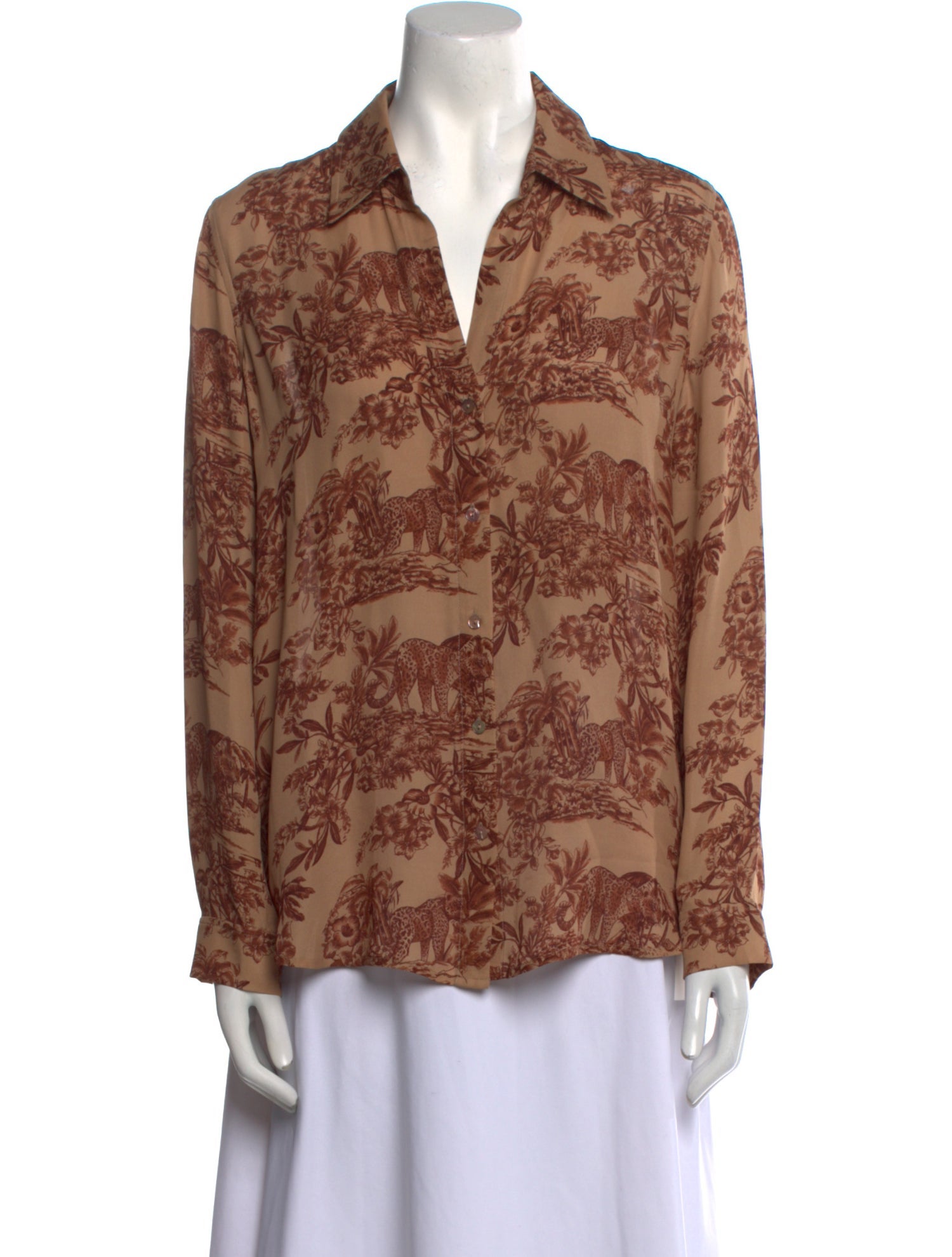 L'Agence Silk Printed Polo