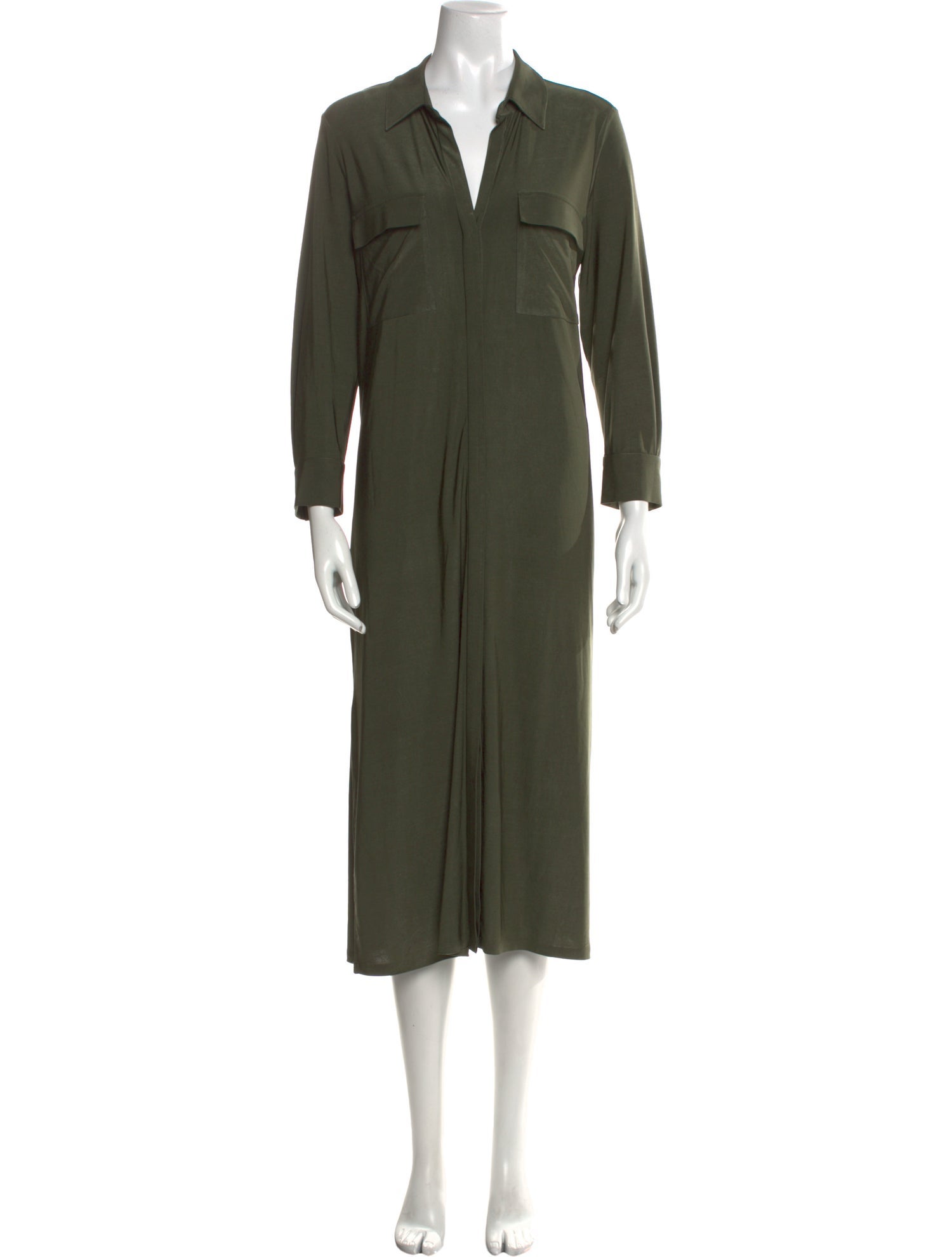 L'Agence V-Neck Midi Length Dress