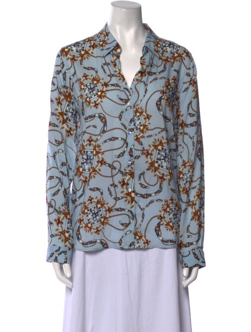 L'Agence Floral Print V-Neck Blouse