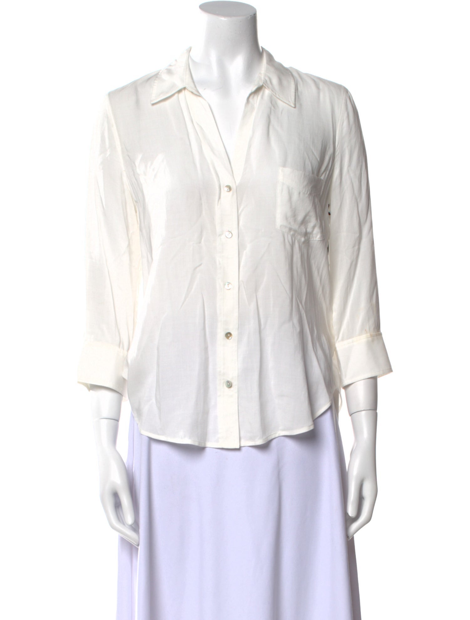 L'Agence Three-Quarter Sleeve Button-Up Top