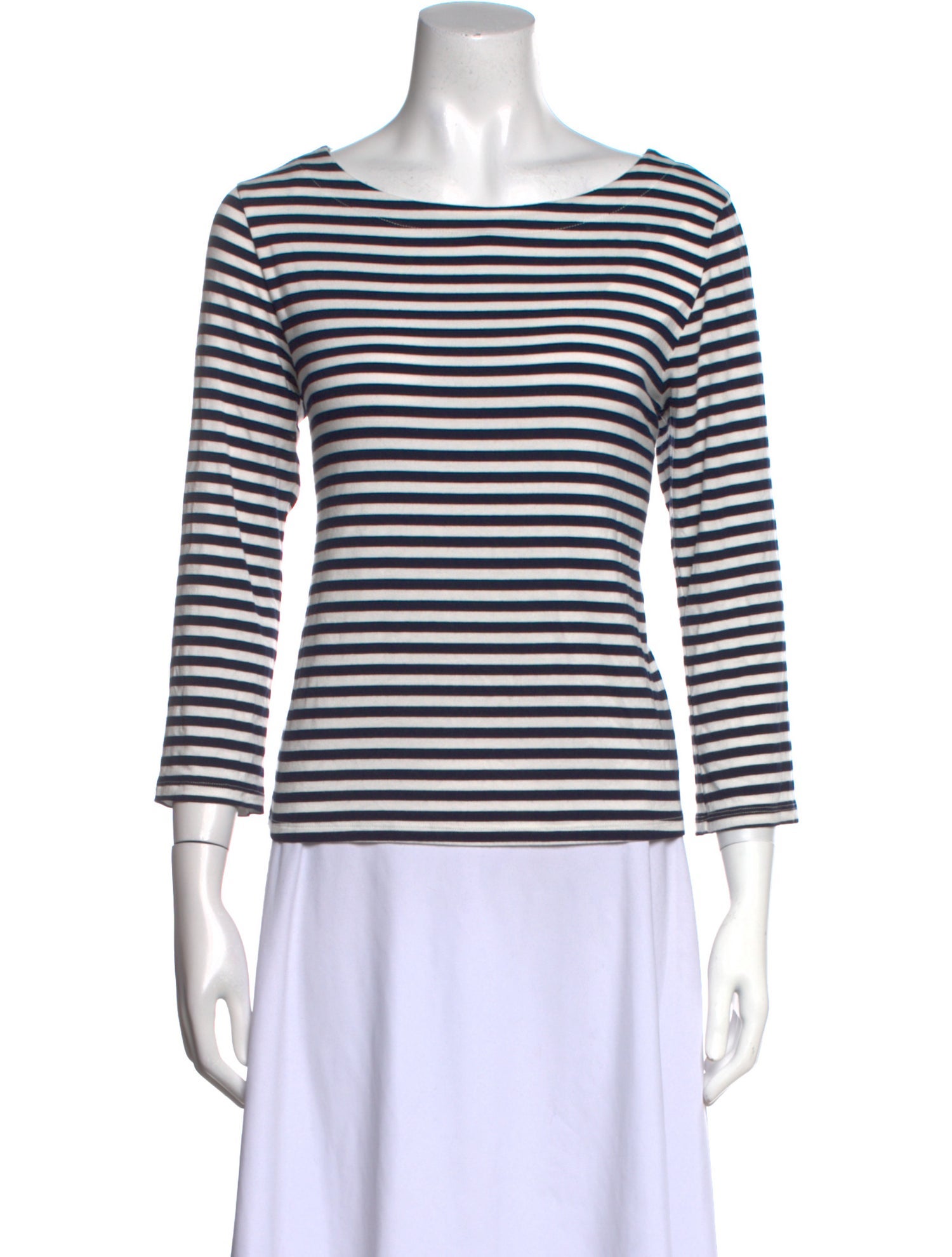 L'Agence Striped Bateau Neckline Top