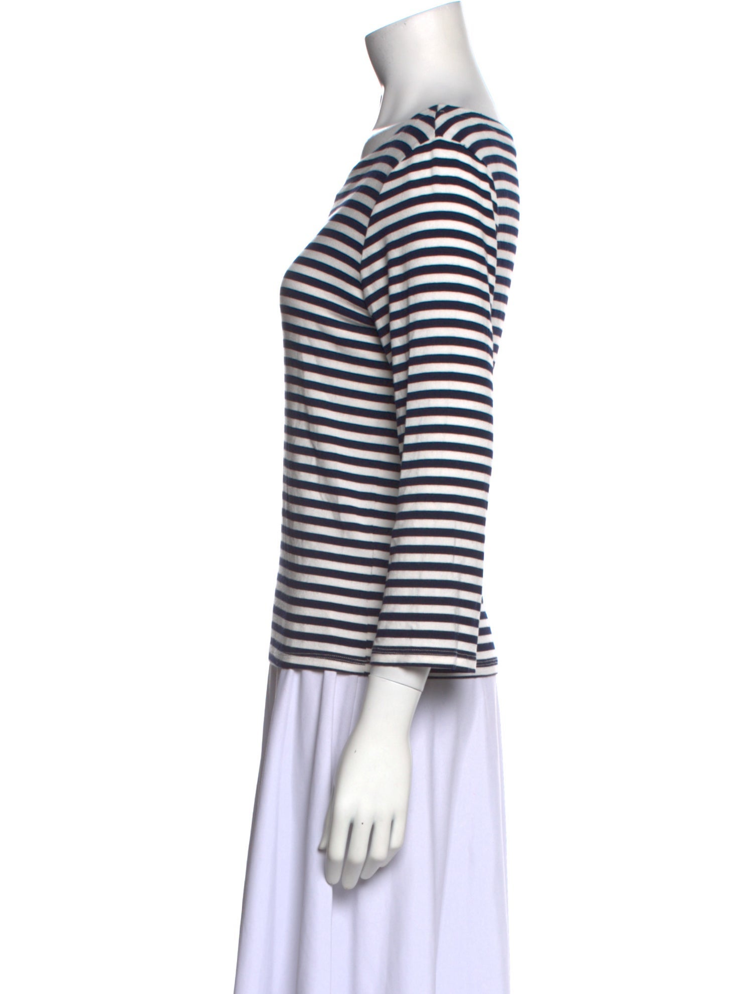 L'Agence Striped Bateau Neckline Top