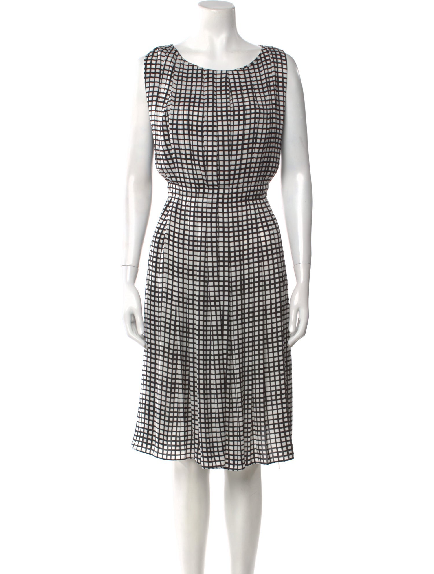 L'Agence Plaid Print Midi Length Dress
