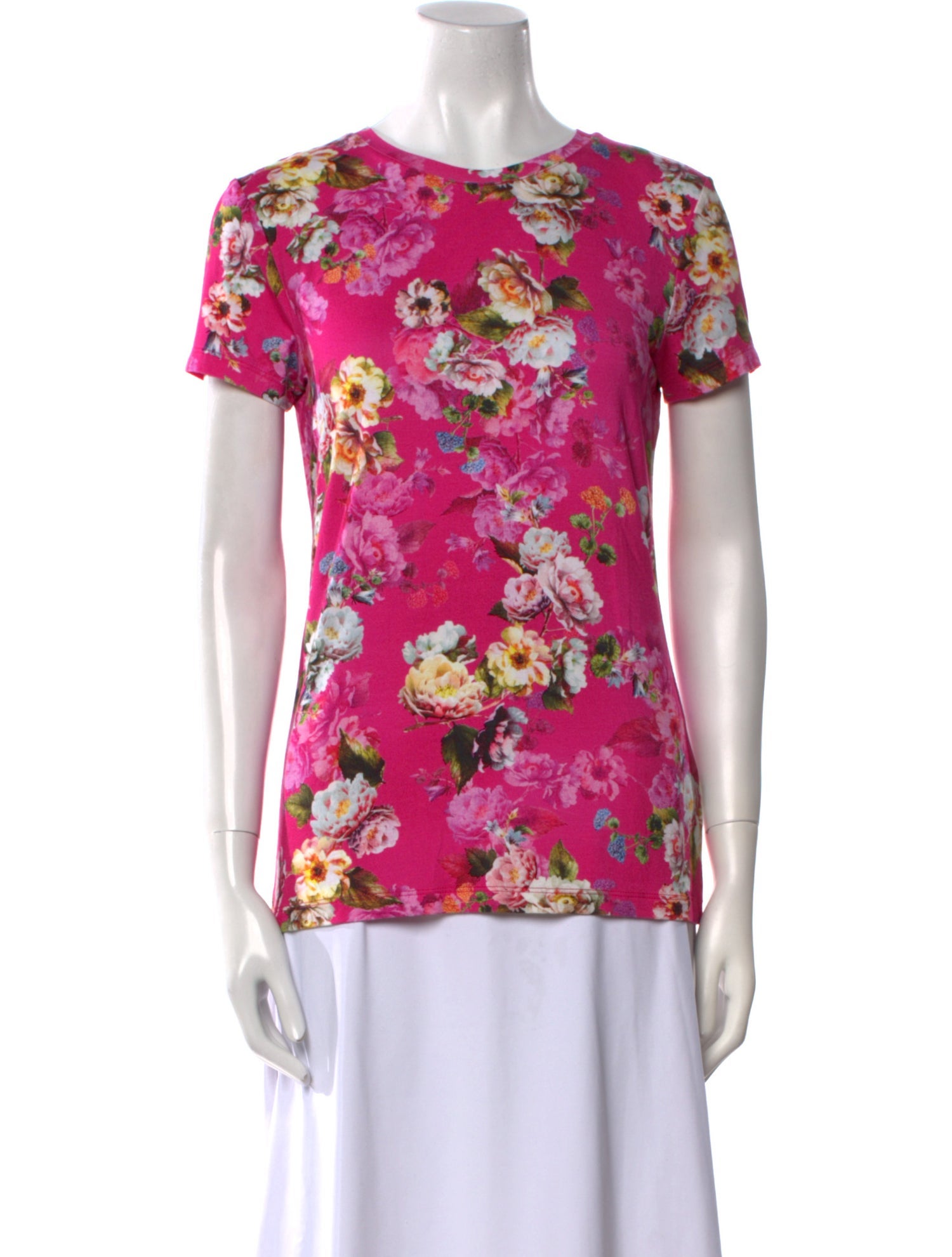 L'Agence Floral Print Crew Neck T-Shirt