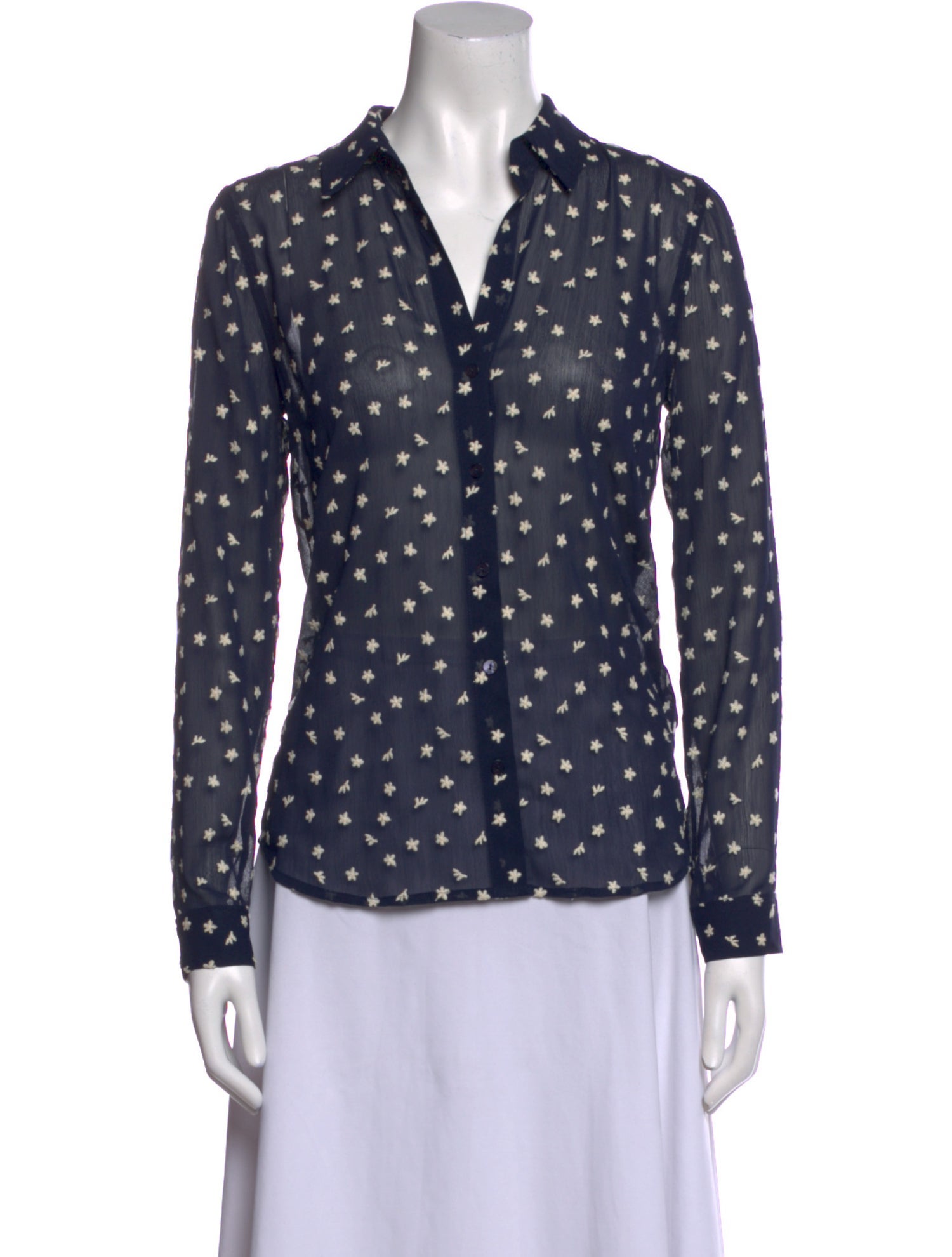 L'Agence Printed Long Sleeve Button-Up Top