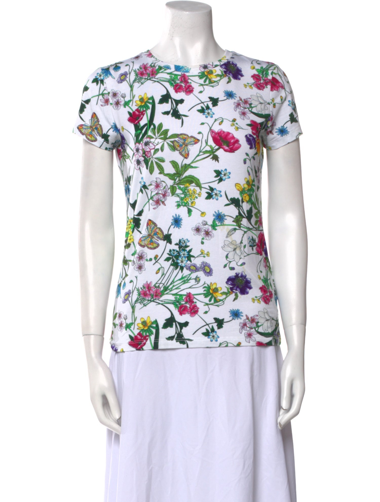 L'Agence Floral Print Crew Neck T-Shirt