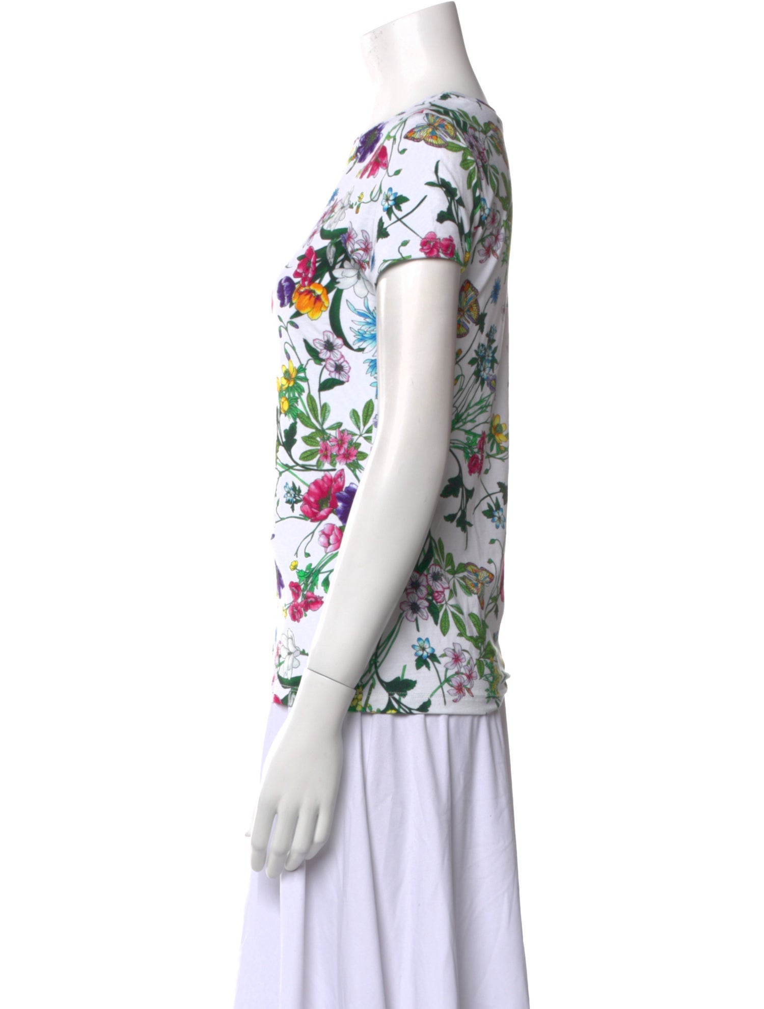 L'Agence Floral Print Crew Neck T-Shirt