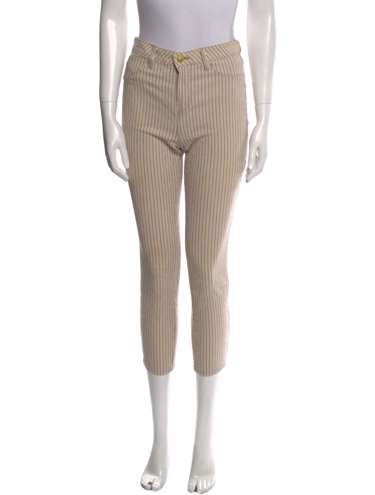 L'Agence Mandy Striped Linen Blend Pants Skinny Leg Pants