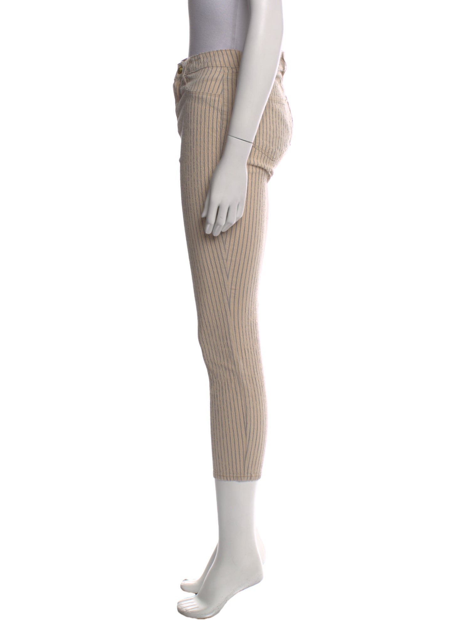 L'Agence Mandy Striped Linen Blend Pants Skinny Leg Pants