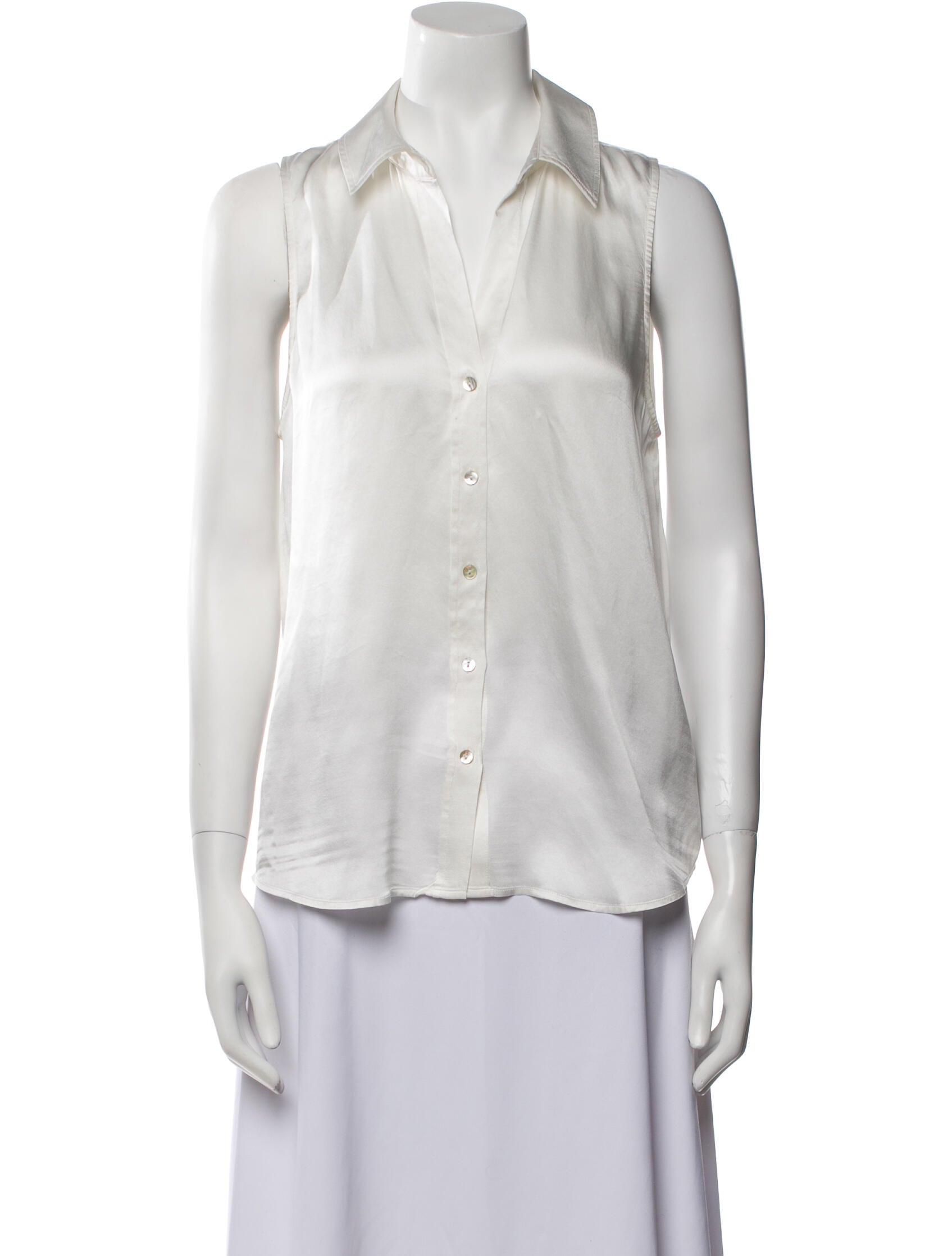 L'Agence Silk Sleeveless Button-Up Top