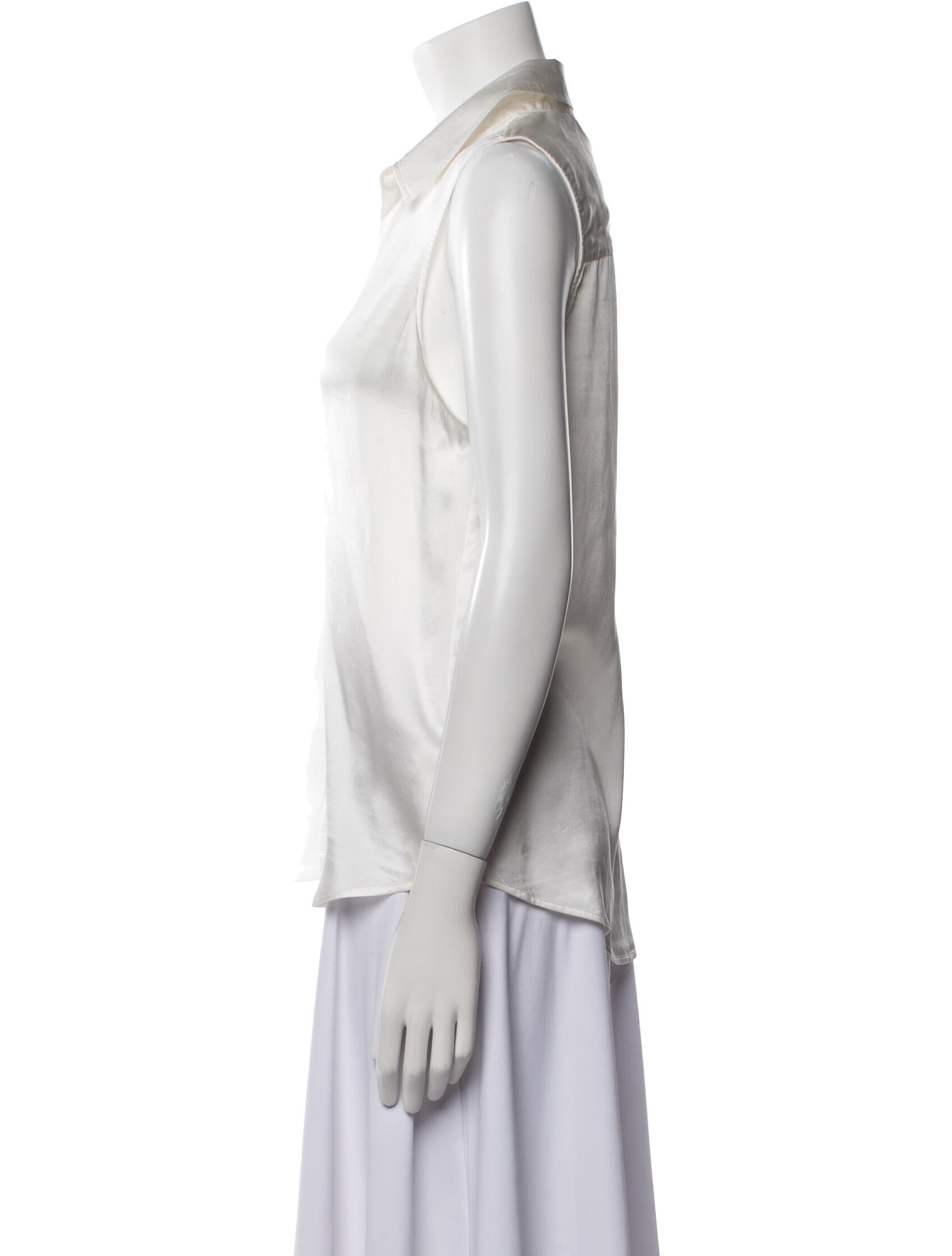 L'Agence Silk Sleeveless Button-Up Top