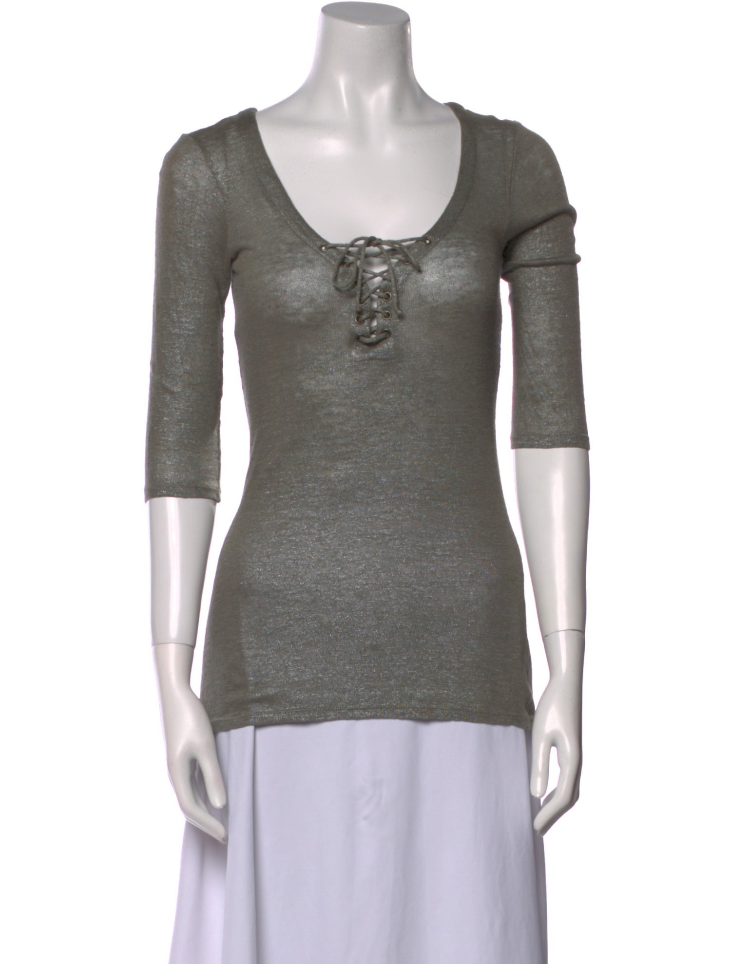 L'Agence Linen Scoop Neck Top