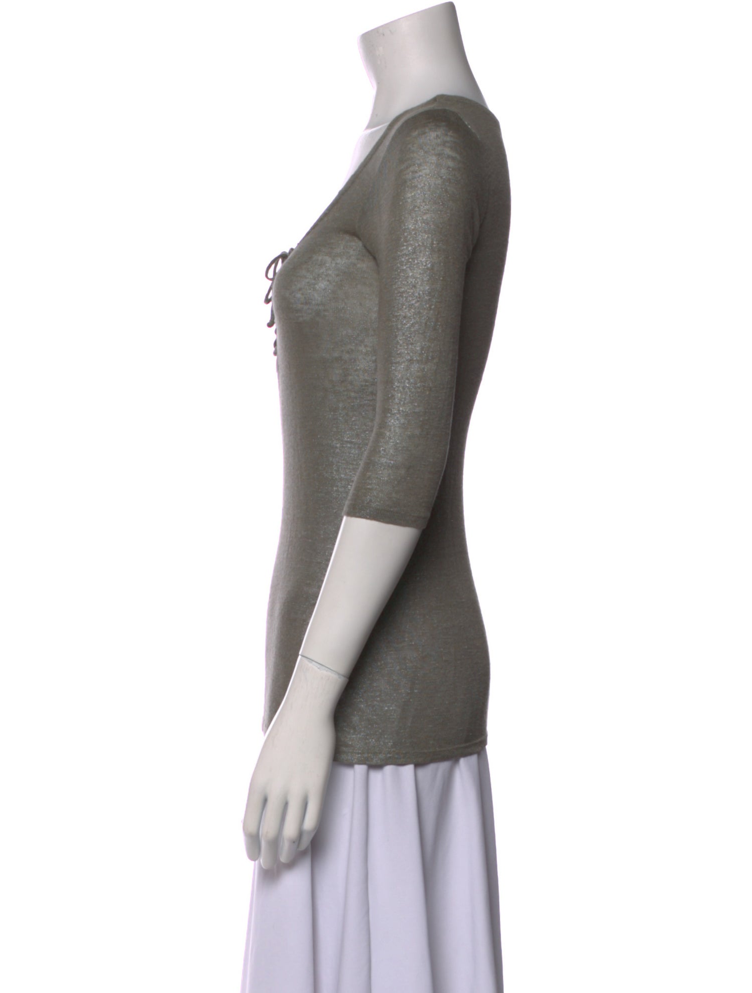 L'Agence Linen Scoop Neck Top