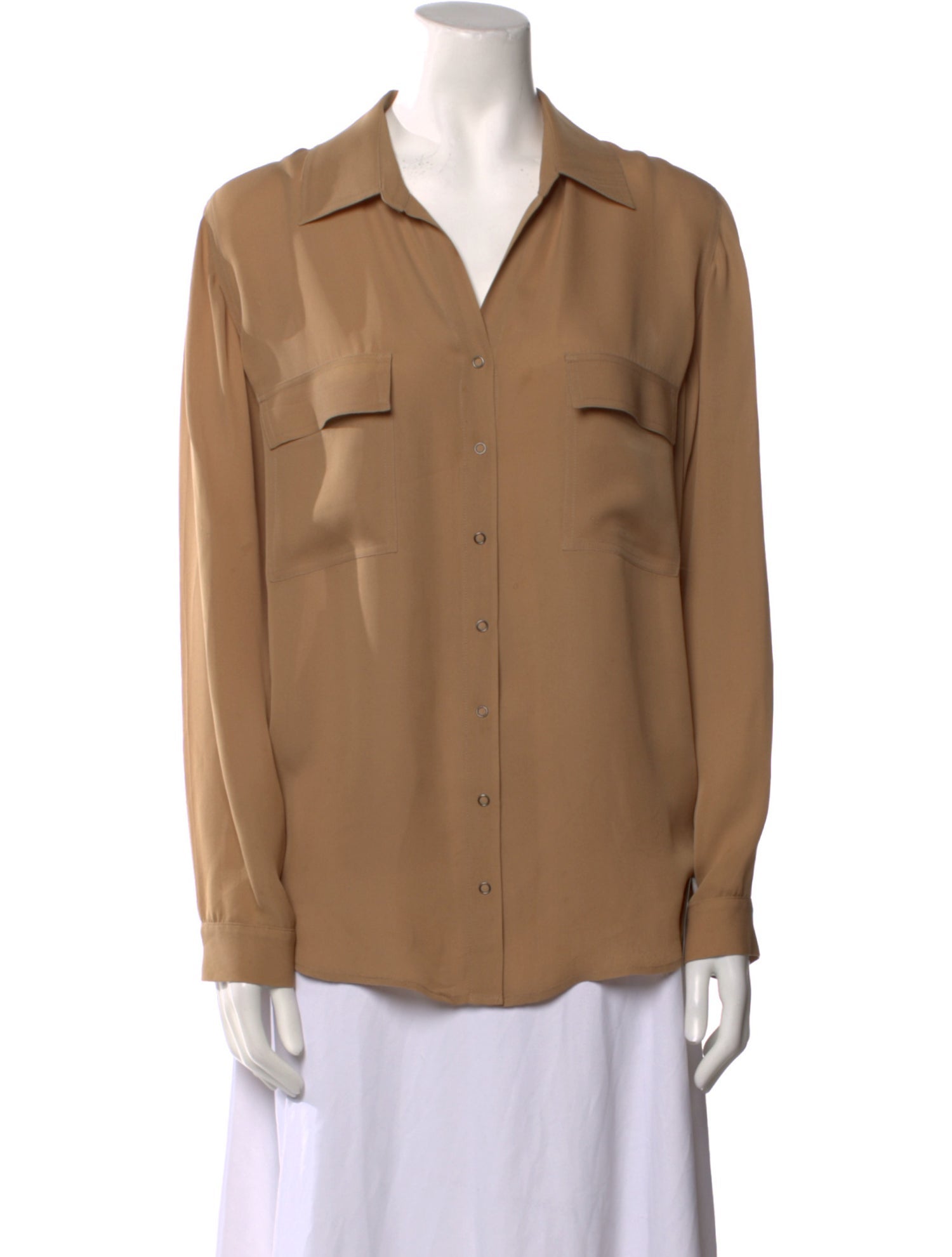 L'Agence Silk Long Sleeve Button-Up Top