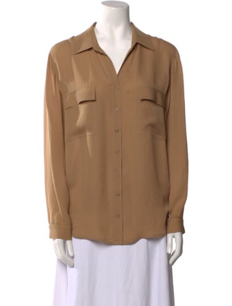 L'Agence Silk Long Sleeve Button-Up Top