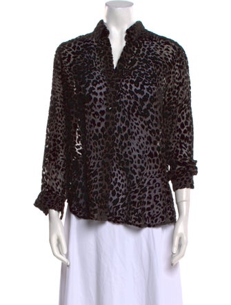 L'Agence Animal Print Three-Quarter Sleeve Blouse