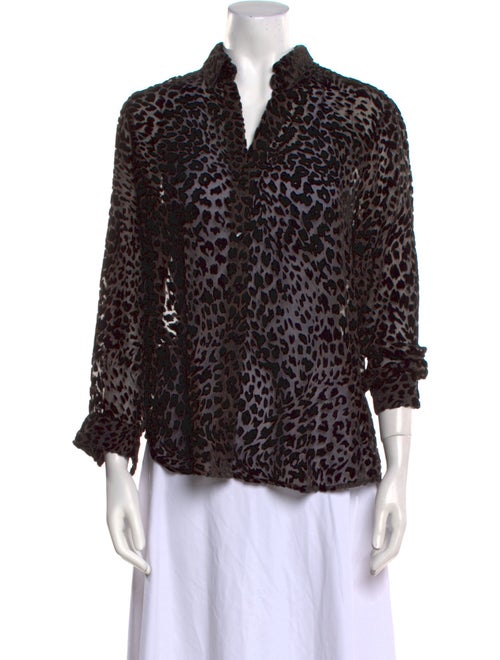 L'Agence Animal Print Three-Quarter Sleeve Blouse