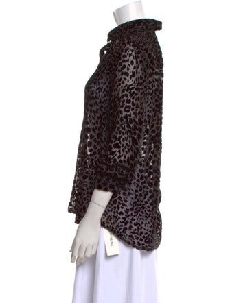 L'Agence Animal Print Three-Quarter Sleeve Blouse