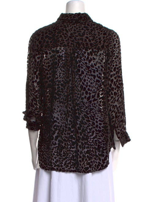 L'Agence Animal Print Three-Quarter Sleeve Blouse