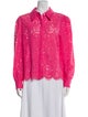 L'Agence Nylon Lace Pattern Button-Up Top