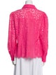 L'Agence Nylon Lace Pattern Button-Up Top