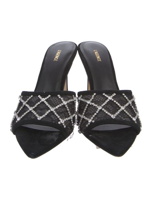 L'Agence Suede Lace Pattern Slides