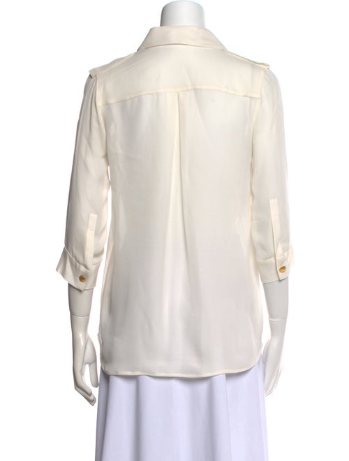L'Agence Silk Three-Quarter Sleeve Button-Up Top
