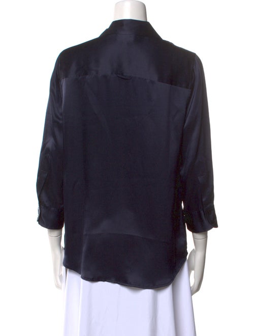L'Agence Silk Three-Quarter Sleeve Button-Up Top