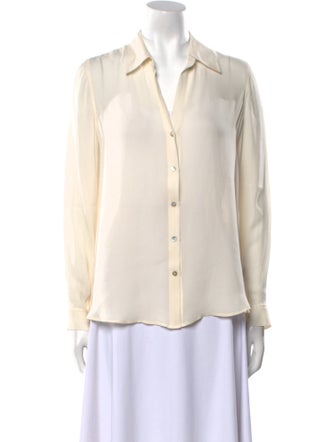 L'Agence Silk Long Sleeve Button-Up Top