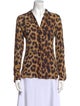 L'Agence Silk Animal Print Button-Up Top